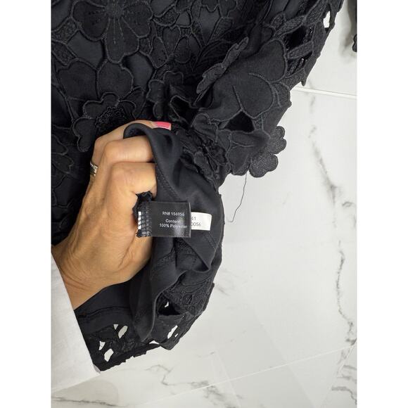 Boston proper 3D Lace Floral Puff Sleeve Dress Sz 0 Classic Party Wedding Guest - Picture 4 of 11